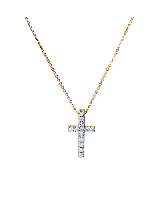 Gold chain with diamond pendant "Cross"