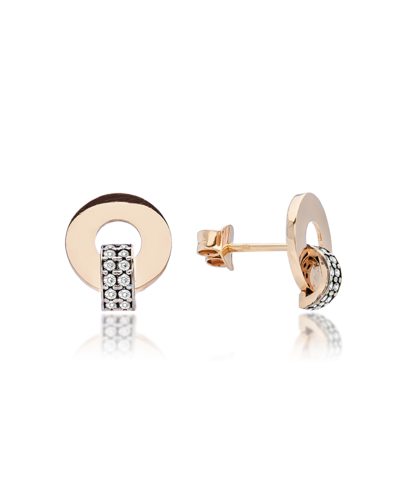 Gold earrings with zirconium