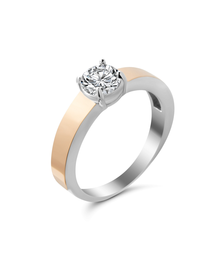 Gold plated Sterling silver ring with zirconium