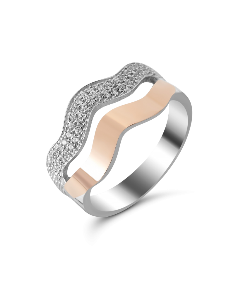 Sidabrinis žiedas su cirkoniais dengtas auksu  - Goldinga