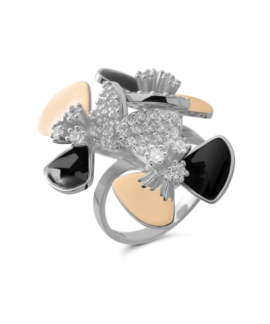 Gold plated Sterling silver ring with zircons