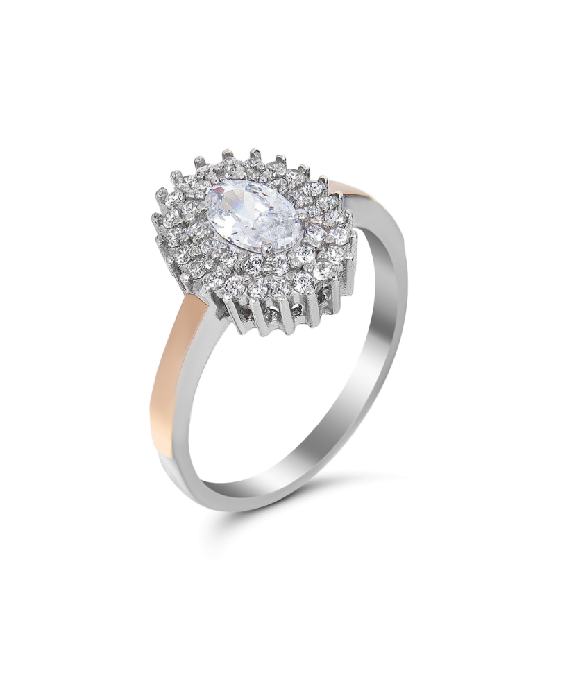 Sidabrinis žiedas su cirkoniais dengtas auksu  - Goldinga