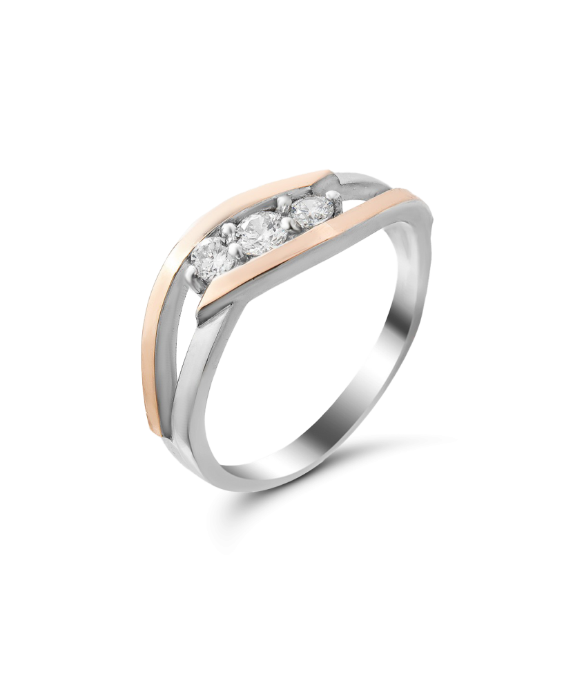 Sidabrinis žiedas su cirkoniais dengtas auksu  - Goldinga