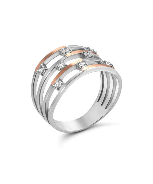 Sidabrinis žiedas su cirkoniais dengtas auksu  - Goldinga