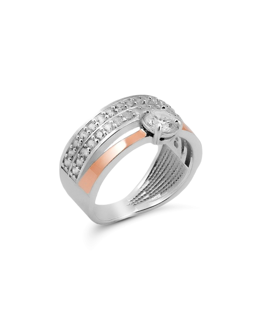 Sidabrinis žiedas su cirkoniais dengtas auksu  - Goldinga