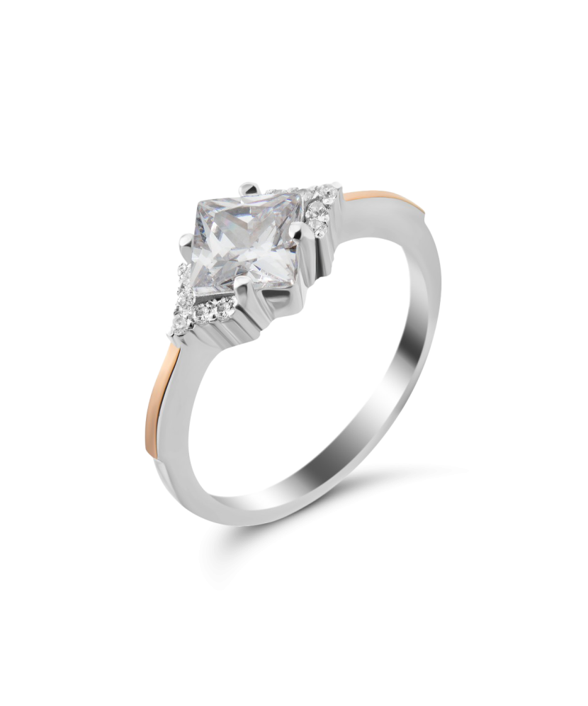 Sidabrinis žiedas su cirkoniais dengtas auksu  - Goldinga