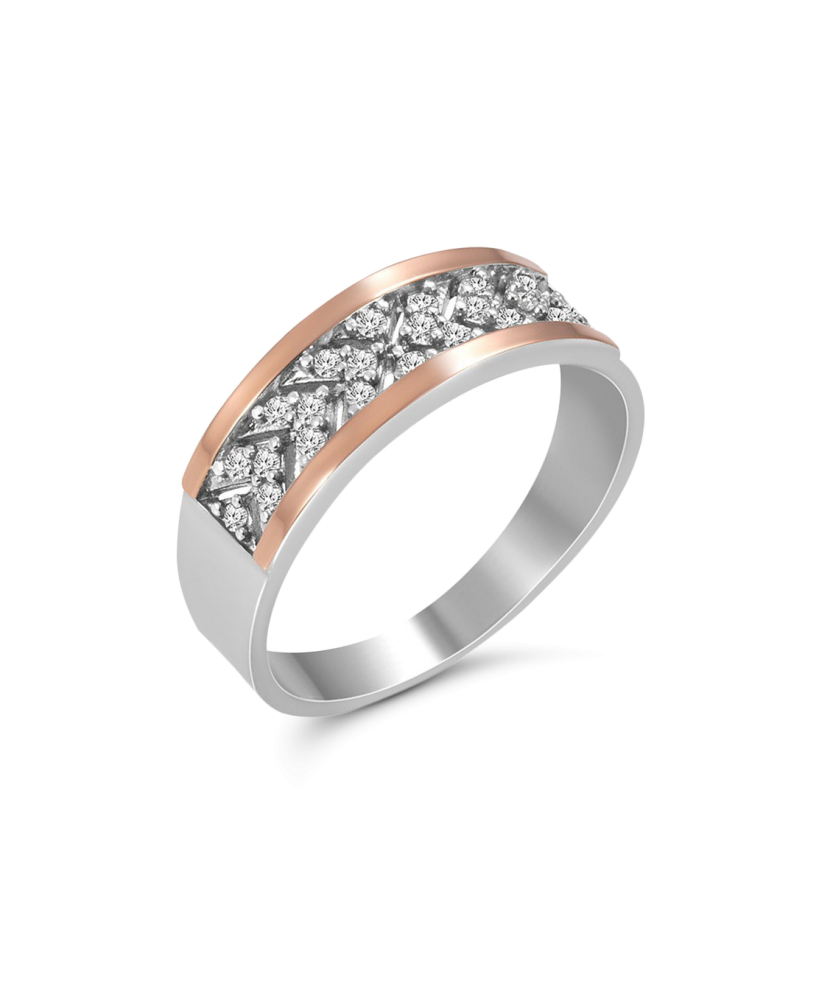 Sidabrinis žiedas su cirkoniais dengtas auksu  - Goldinga