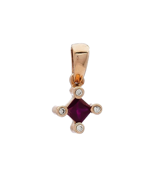 Gold pendant with ruby and diamonds
