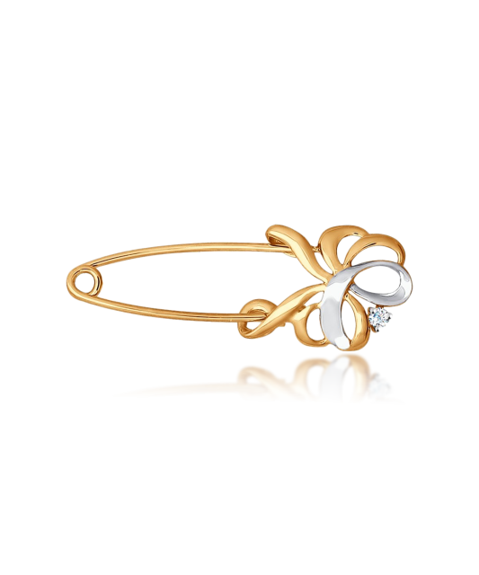 Gold brooch with zirconium