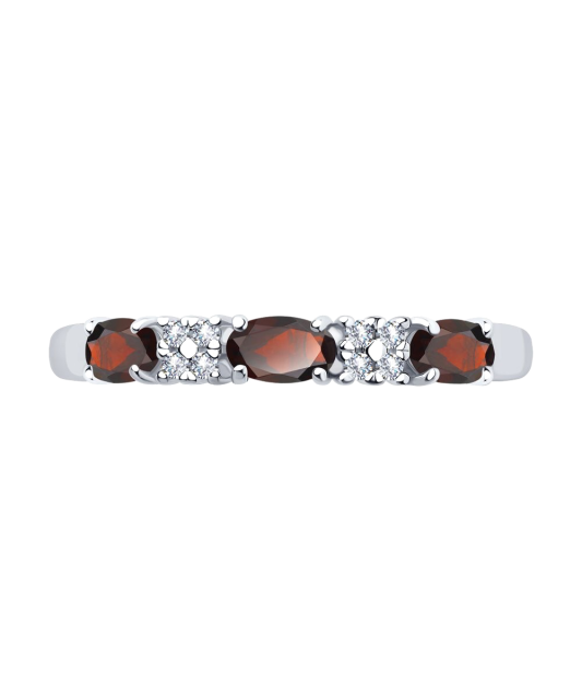 Sterling silver ring with garnets and zircons