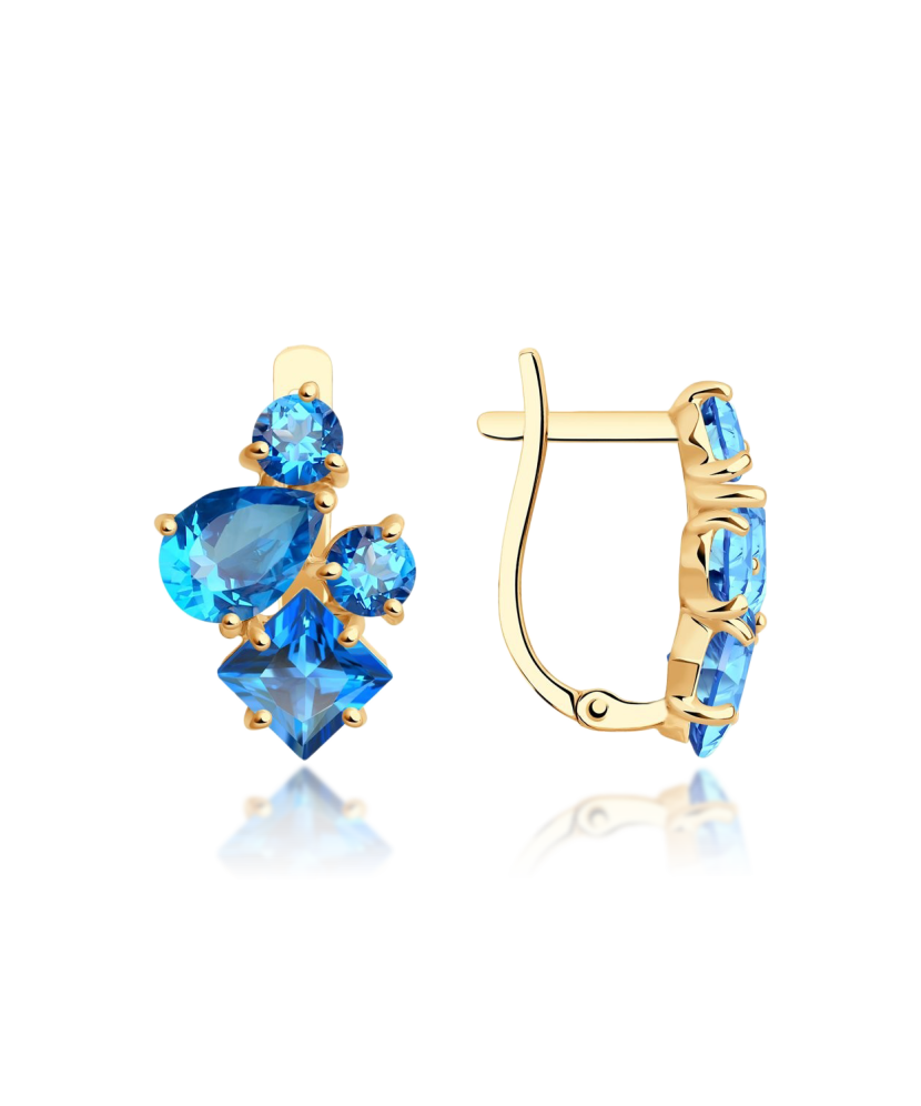 Gold earrings with topazes