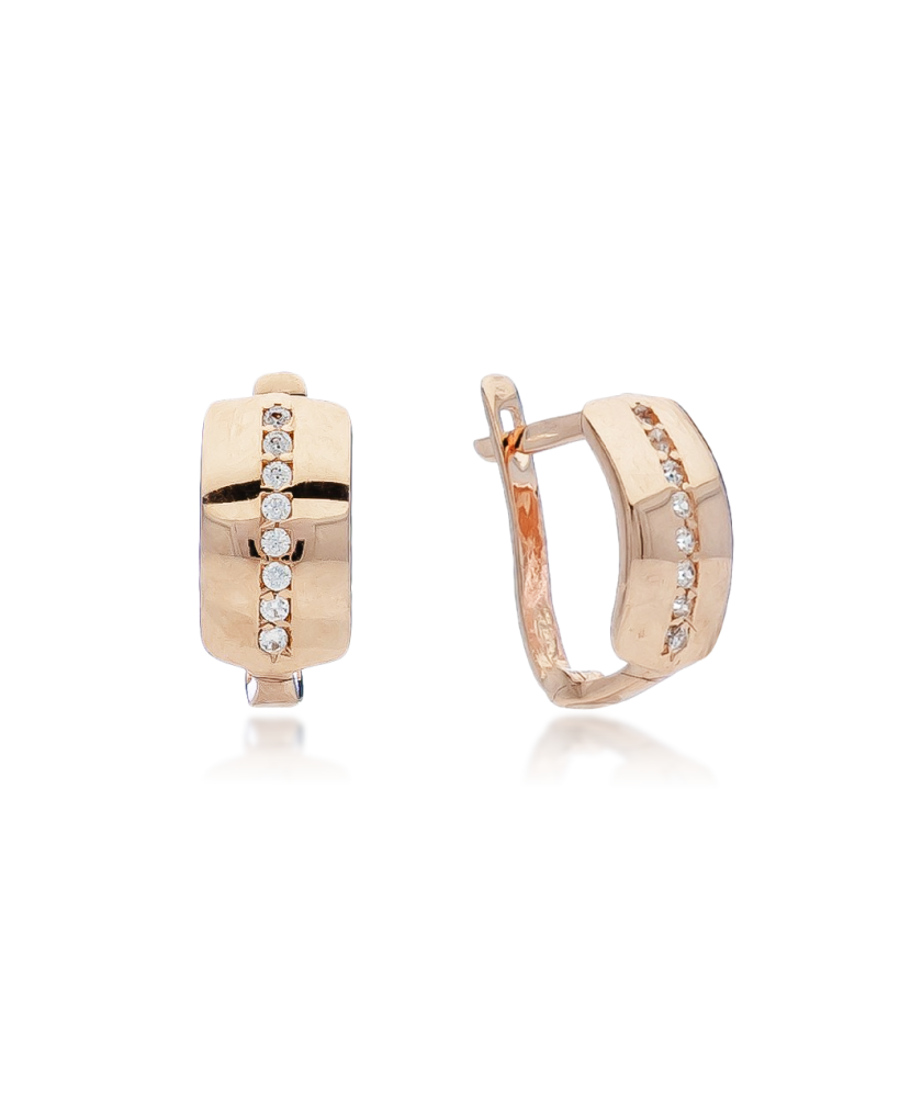 Gold earrings with zircons