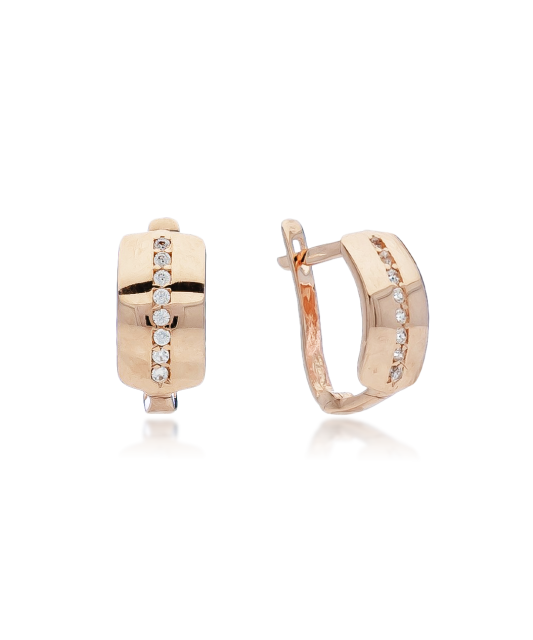 Gold earrings with zircons