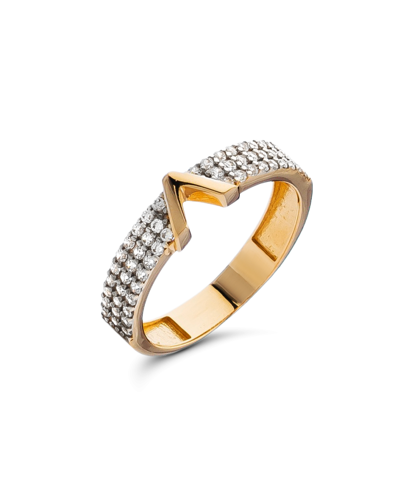 Gold ring with zircons