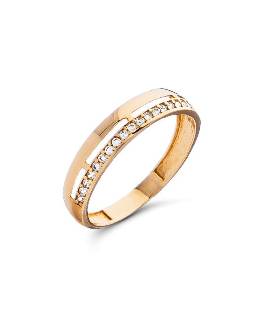 Gold ring with zircons