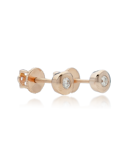 Auksiniai auskarai su briliantu  - Goldinga