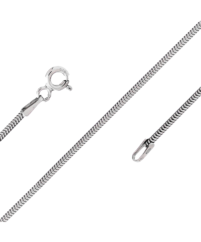 Sterling silver chain plated with rhodium"Snake" 1.4mm