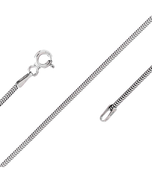 Sterling silver chain plated with rhodium"Snake" 1.4mm
