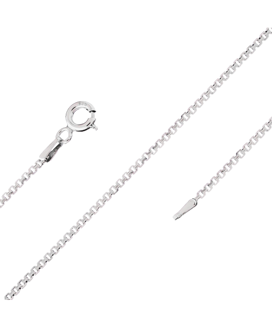 Sterling silver chain plated with rhodium"Box" 1mm