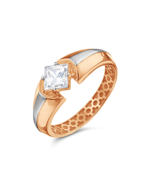 Gold ring with crystal