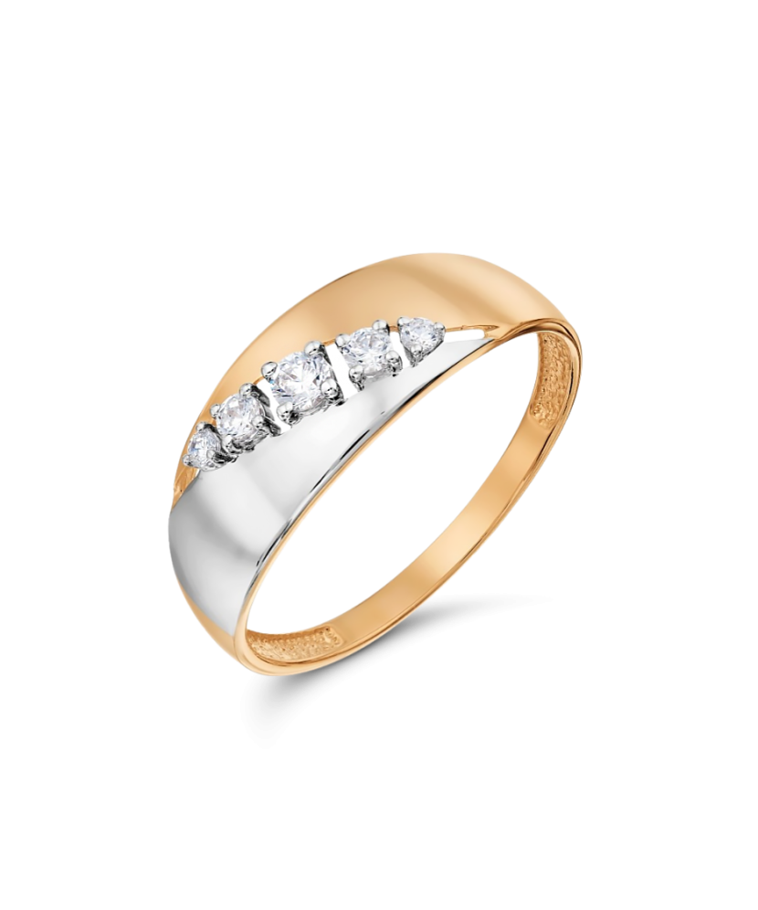 Gold ring with zircons