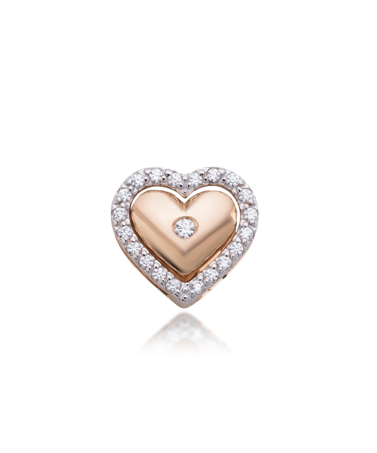 Two-part Gold pendant with zircons "heart"