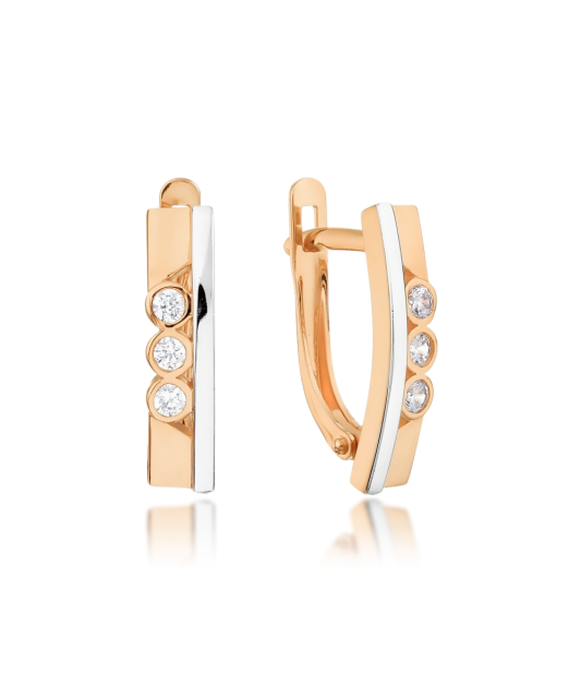 Gold earrings with zircons