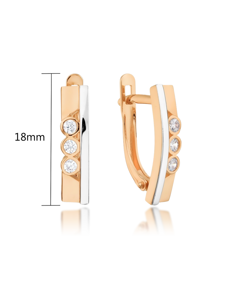 Gold earrings with zircons