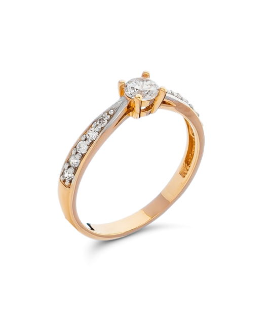 Gold ring with zircons