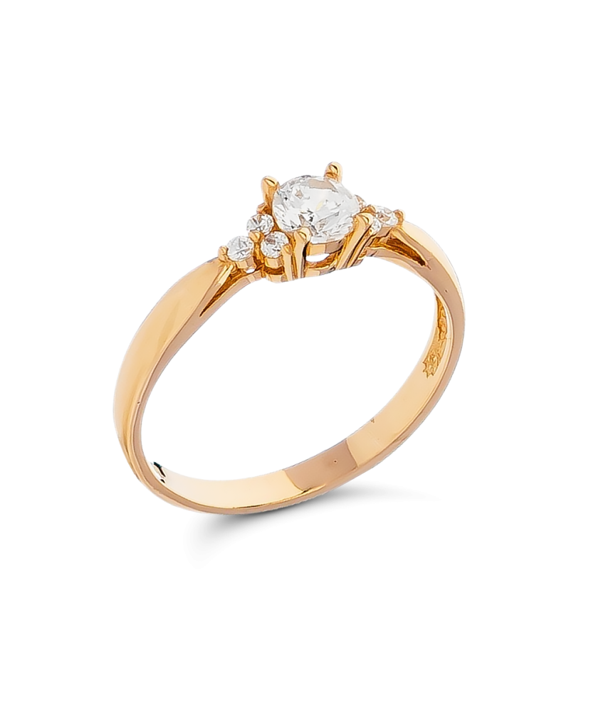 Gold ring with zircons