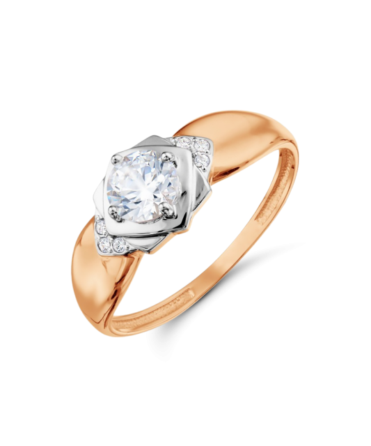 Gold ring with zircons