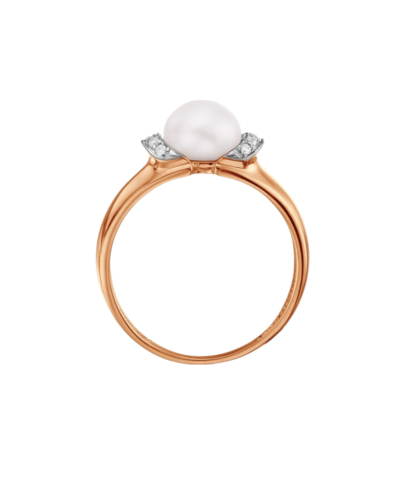 Gold ring with pearl and zircons