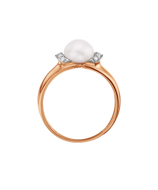 Gold ring with pearl and zircons