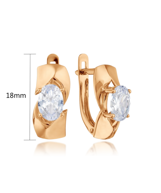 Gold earrings with zirconium