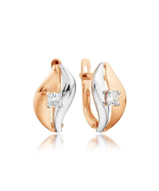 Gold earrings with zirconium