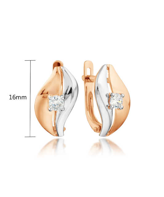 Gold earrings with zirconium