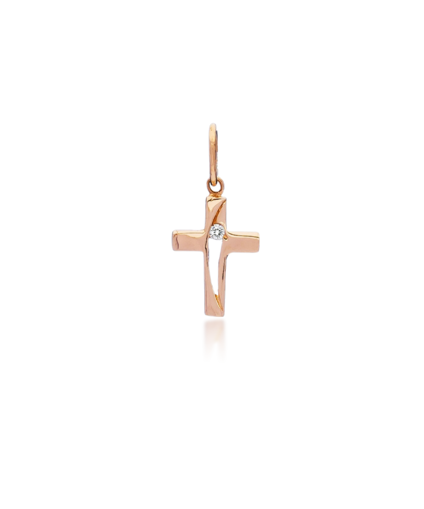 Gold pendant with zirconium "cross"