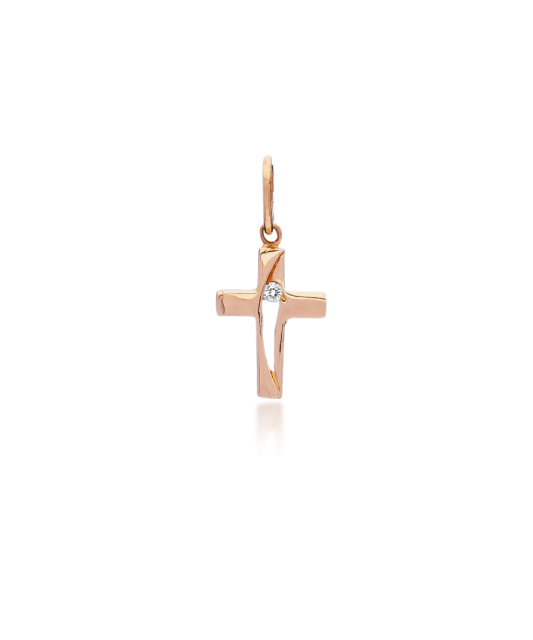 Gold pendant with zirconium "cross"