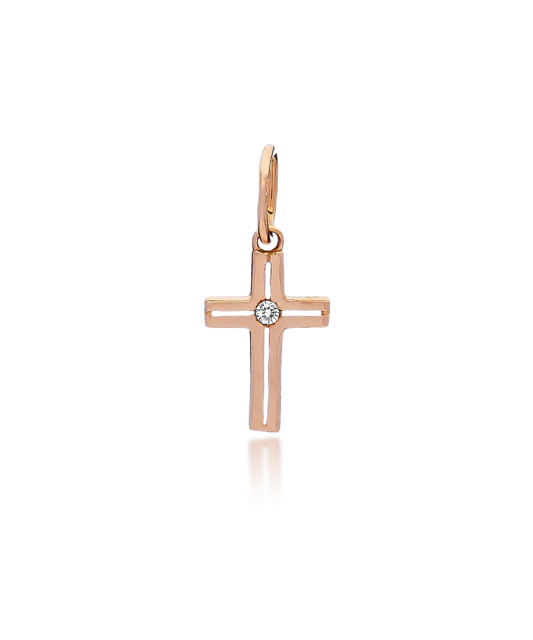 Gold pendant with zirconium "cross"