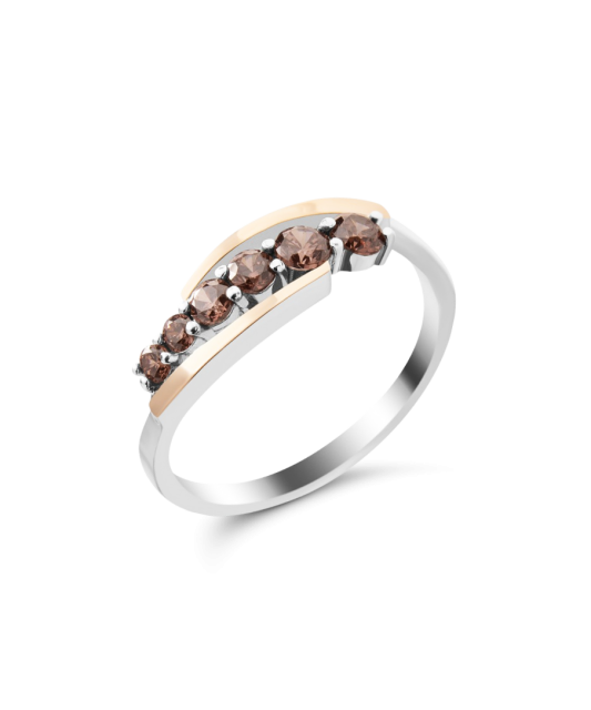 Gold plated Sterling silver ring with zircons