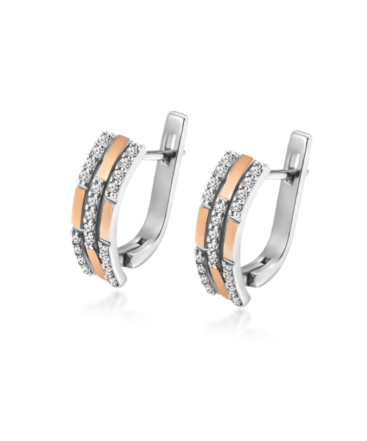 sidabriniai auskarai su cirkoniais dengti auksu  - Goldinga