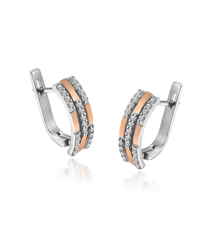 sidabriniai auskarai su cirkoniais dengti auksu  - Goldinga