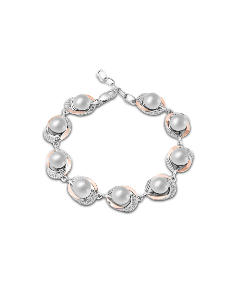 Sterling Silver bracelet with pearls gold plated