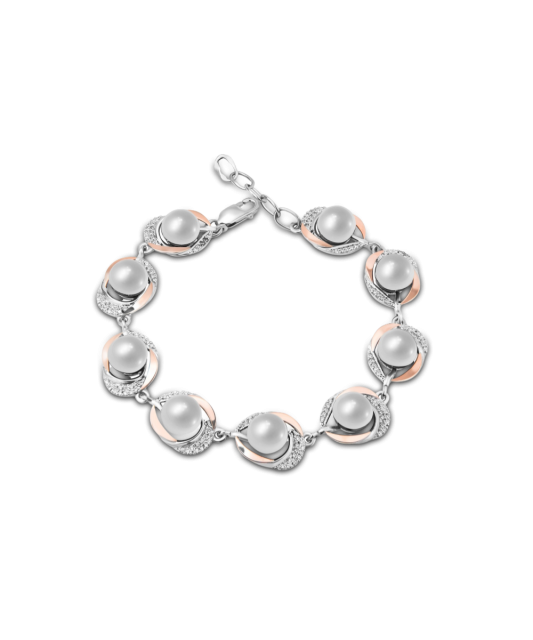 Sterling Silver bracelet with pearls gold plated