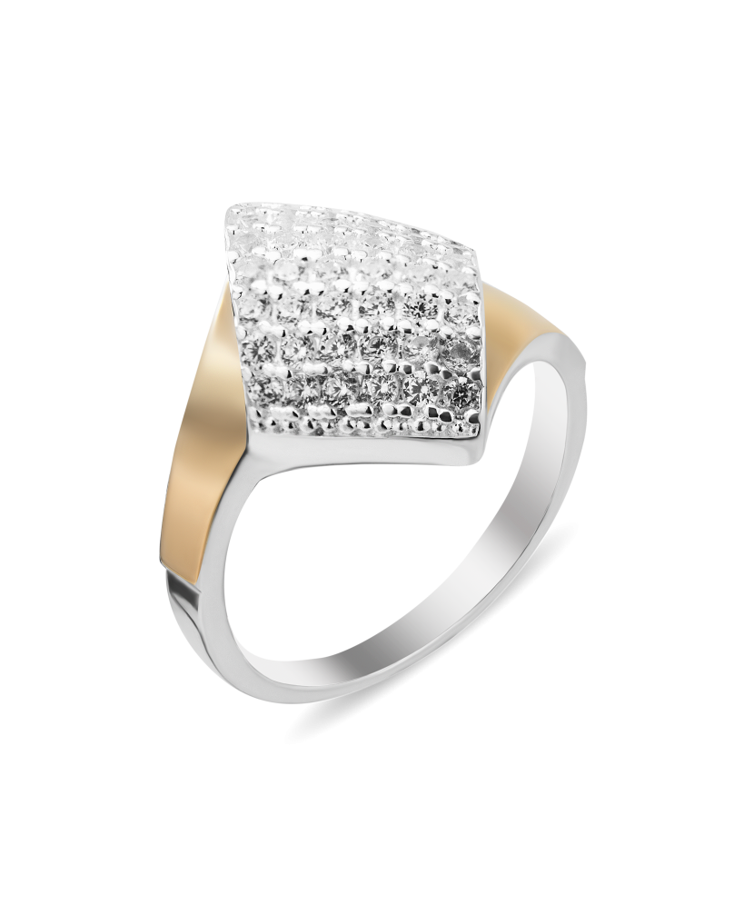Gold plated Sterling silver ring with zircons