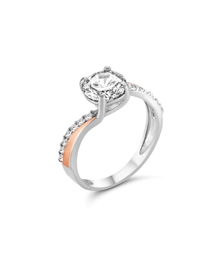 Gold plated Sterling silver ring with zircons