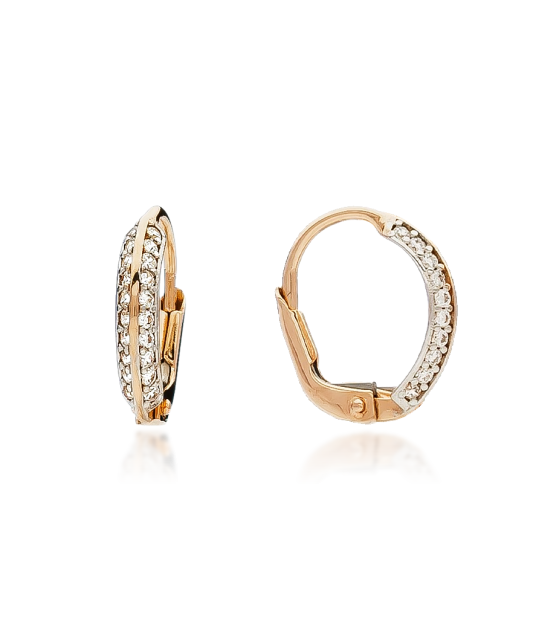 Gold earrings with zircons