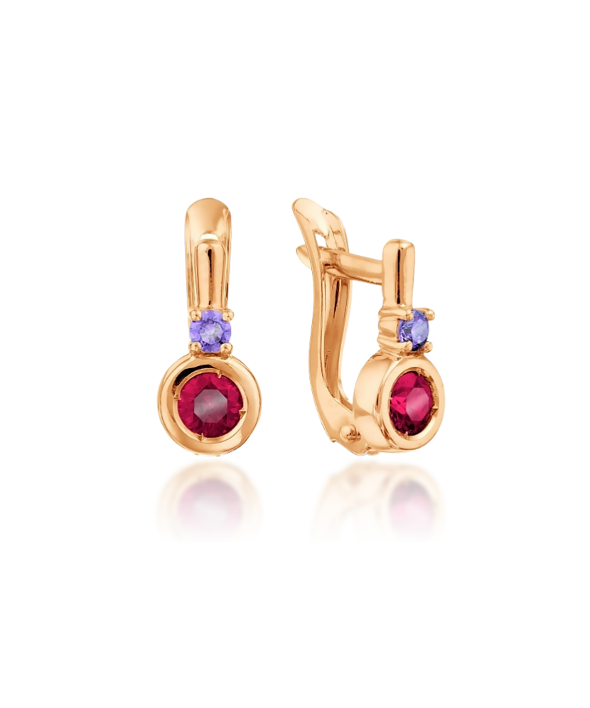 Gold earrings with crystal