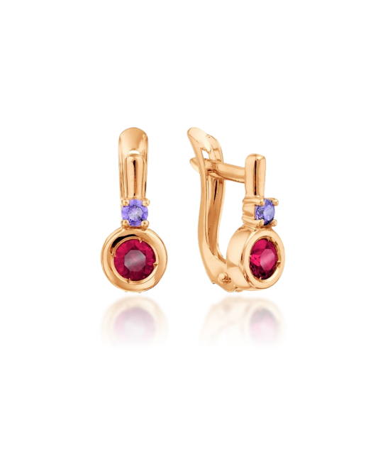 Gold earrings with crystal