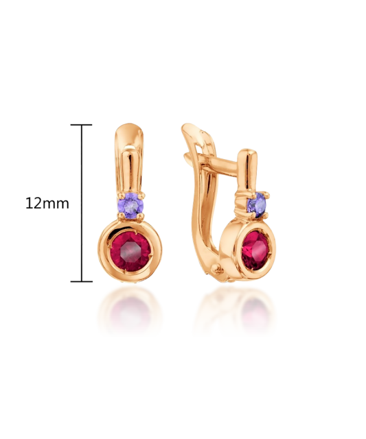 Gold earrings with crystal